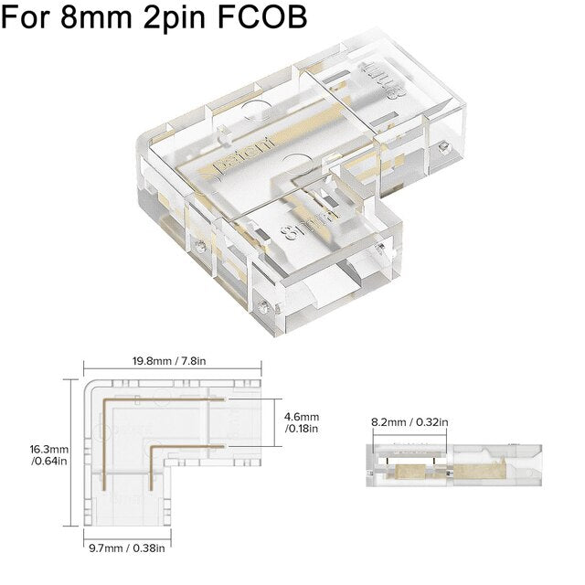 4-Pack FCOB Clear L-Shaped Cap Connectors LT66