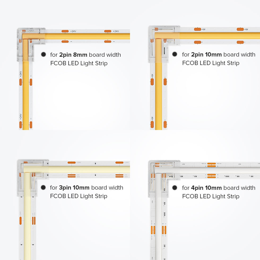 4-Pack FCOB Clear L-Shaped Cap Connectors LT66