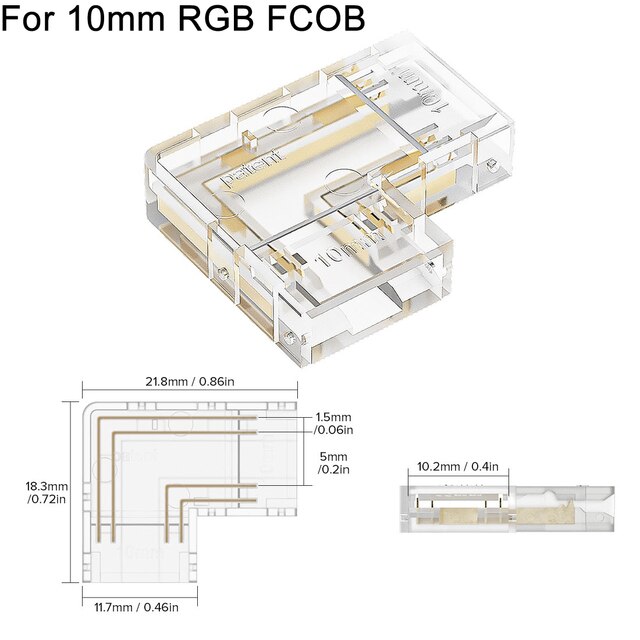 4-Pack FCOB Clear L-Shaped Cap Connectors LT66