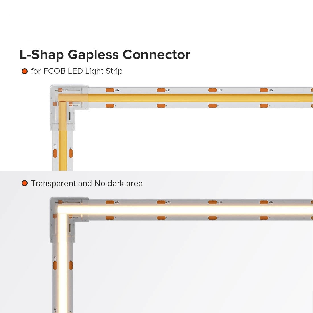 4-Pack FCOB Clear L-Shaped Cap Connectors LT66