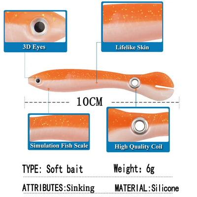 5/10pcs Silicone Soft fish Bait GD15 YEECHOP