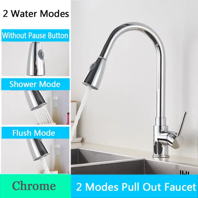 Brushed Nickel Single Hole Pull Out Spout Faucet KT20 YEECHOP