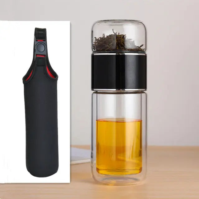 Double Glass Water Bottle Tea Infuser TS39 YEECHOP