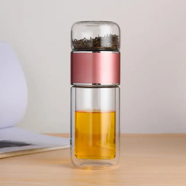 Double Glass Water Bottle Tea Infuser TS39 YEECHOP