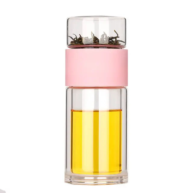 Double Glass Water Bottle Tea Infuser TS39 YEECHOP