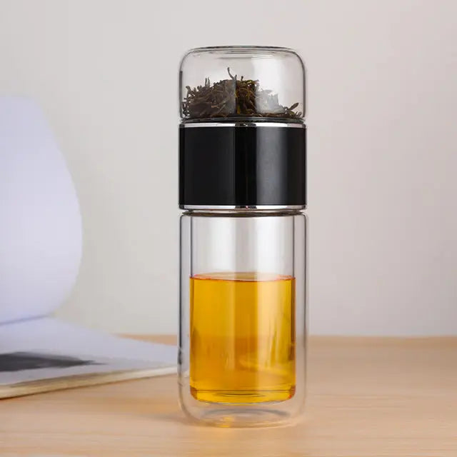 Double Glass Water Bottle Tea Infuser TS39 YEECHOP