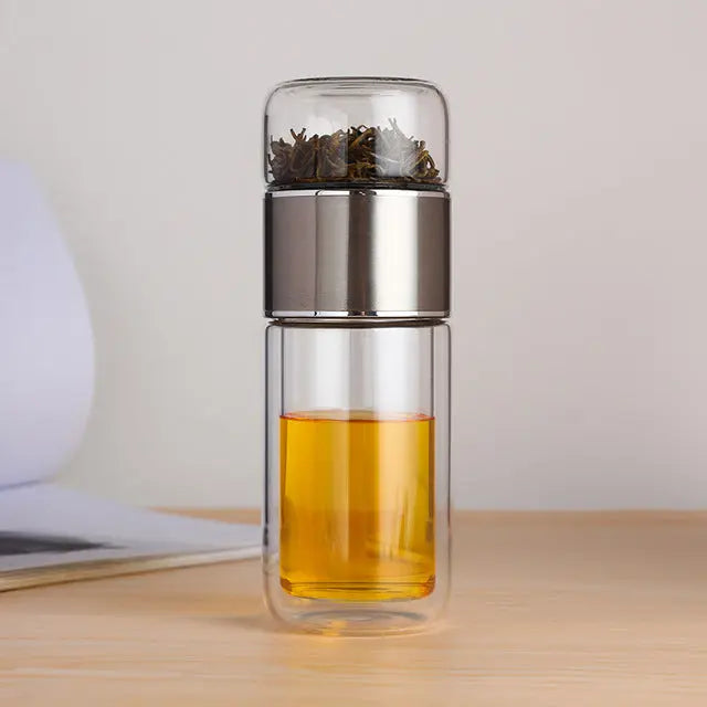 Double Glass Water Bottle Tea Infuser TS39 YEECHOP