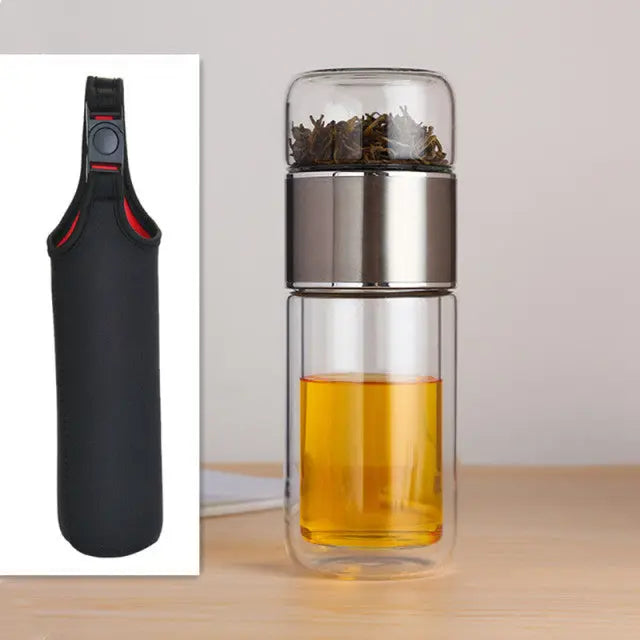 Double Glass Water Bottle Tea Infuser TS39 YEECHOP
