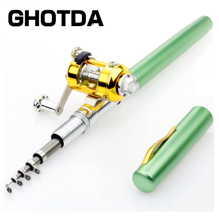 Mini Pen Shape Fishing Pole With Reel Wheel GD22 YEECHOP