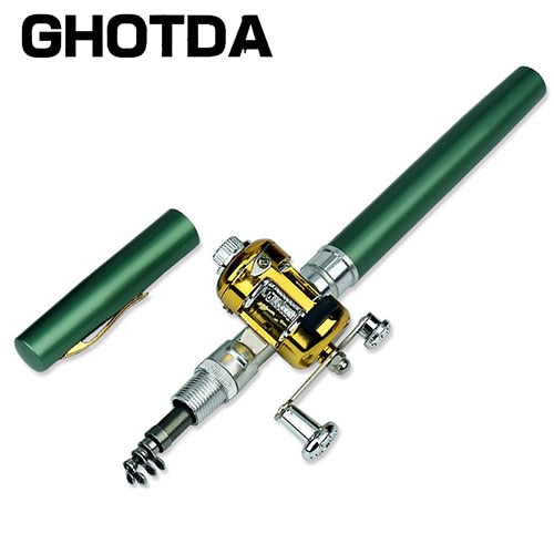 Mini Pen Shape Fishing Pole With Reel Wheel GD22 YEECHOP