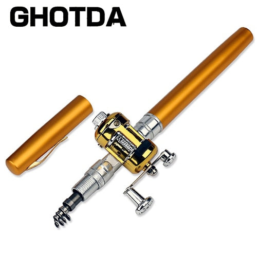 Mini Pen Shape Fishing Pole With Reel Wheel GD22 YEECHOP