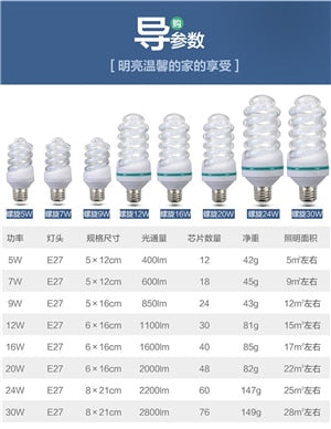 E27 LED Energy Saving Spiral Tube Bulb LT56