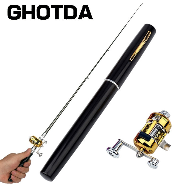 Mini Pen Shape Fishing Pole With Reel Wheel GD22 YEECHOP