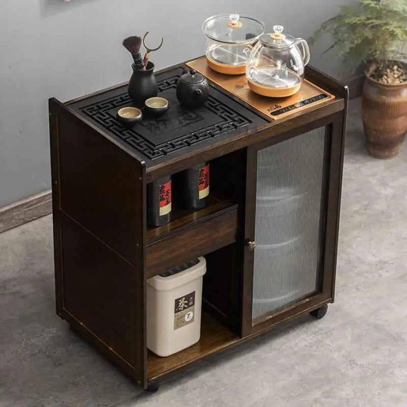 movable Chinese-style tea table home tea table tea kettle with ...