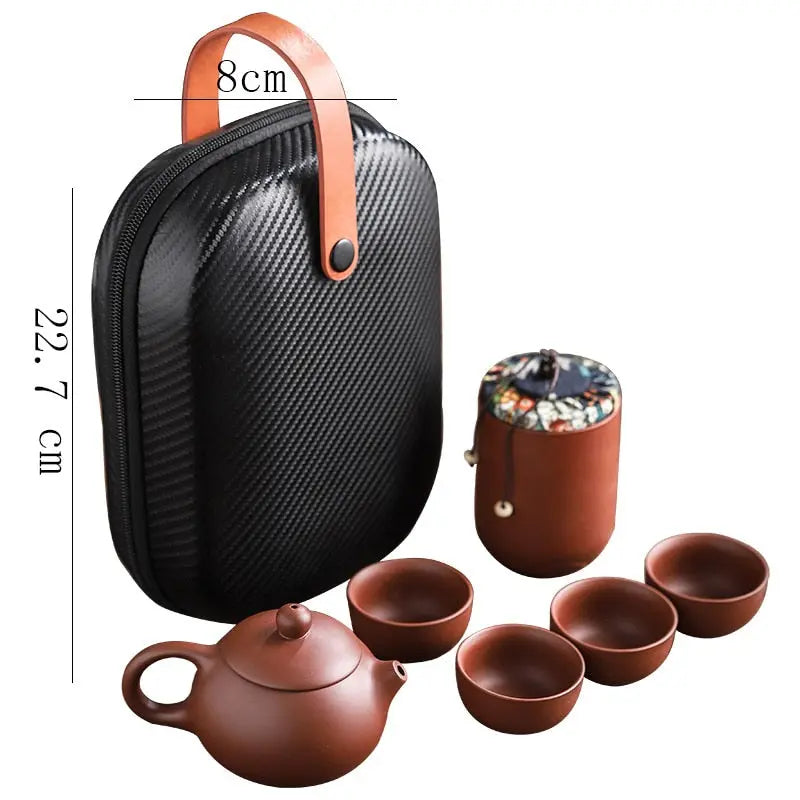Purple Sand Tea Cups Ceramic Portable Teapot Set TS11 YEECHOP