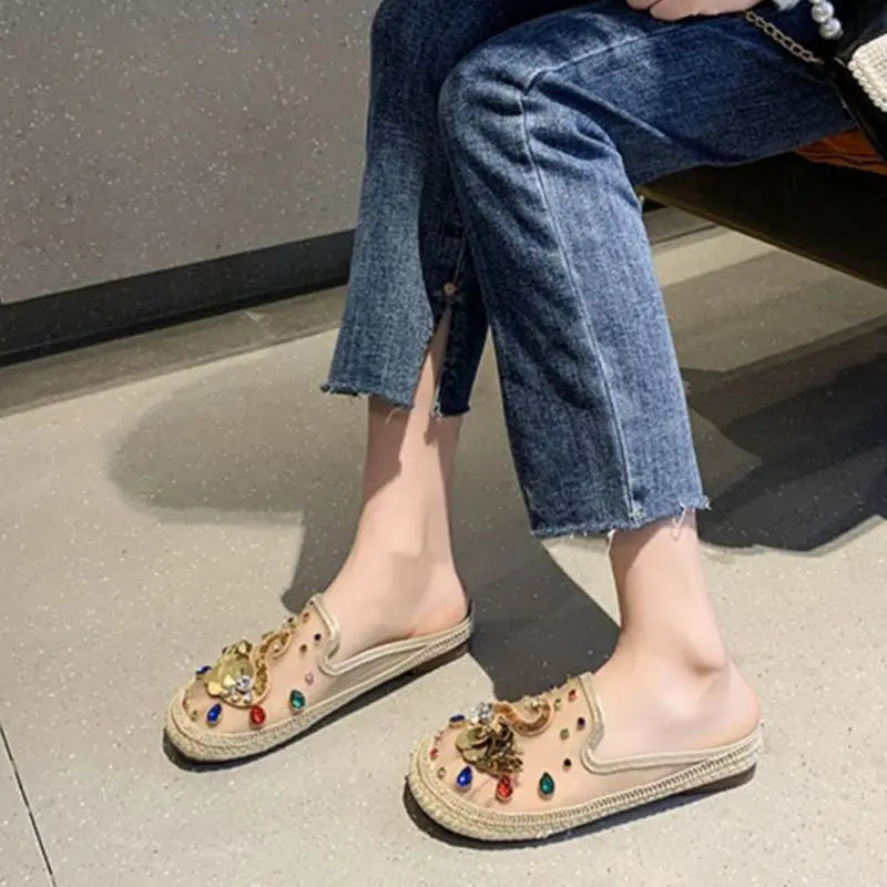 Rhinestone Translucent Thick Soled Sandals Women Slippers SH4 YEECHOP