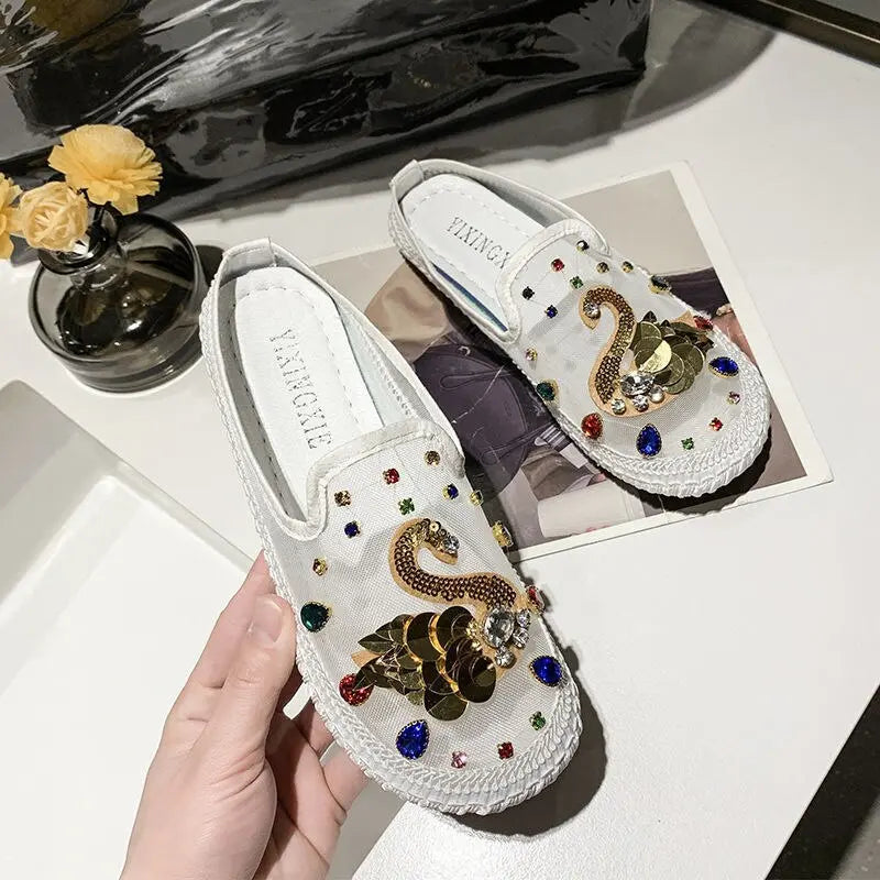 Rhinestone Translucent Thick Soled Sandals Women Slippers SH4 YEECHOP