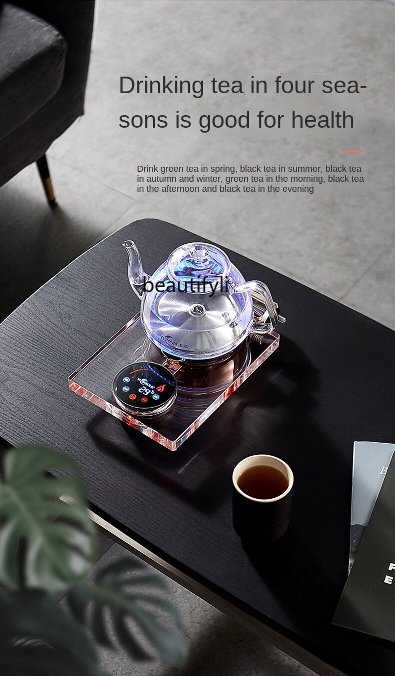 Fully Automatic Crystal Glass Bottom Kettle Integrated Tea Set TS47 YEECHOP