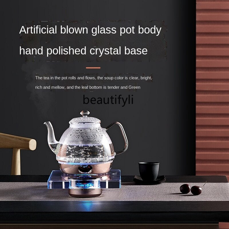 Fully Automatic Crystal Glass Bottom Kettle Integrated Tea Set TS47 YEECHOP