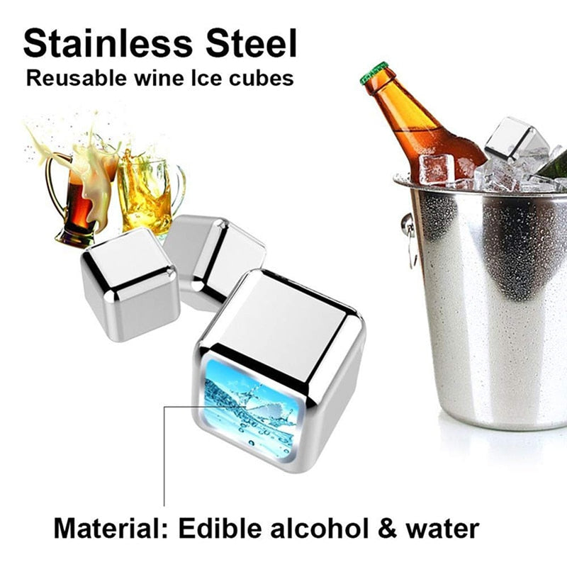 4/6/8 Pcs Stainless Steel Ice Cubes Set KT71 YEECHOP