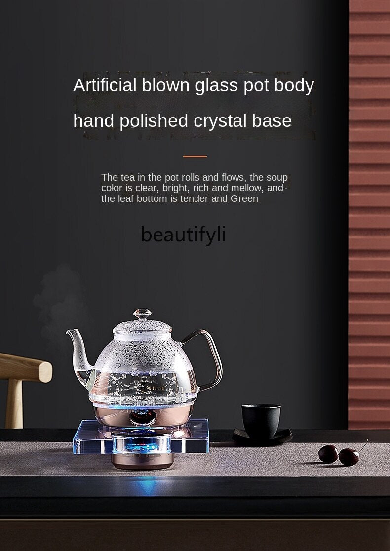 Fully Automatic Crystal Glass Bottom Kettle Integrated Tea Set TS47 YEECHOP