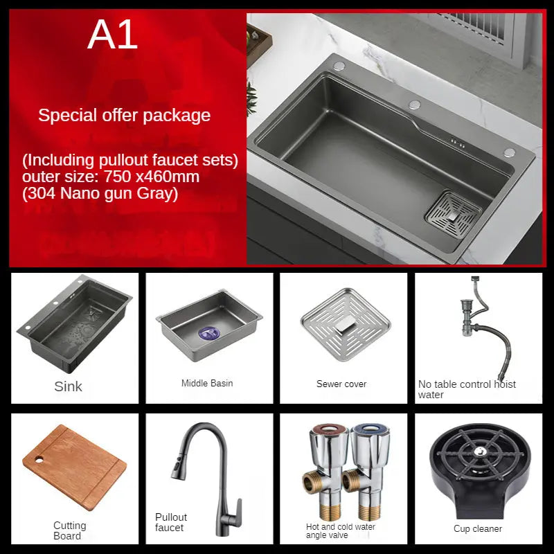 STAINLESS STEEL SINK SET KT13 YEECHOP