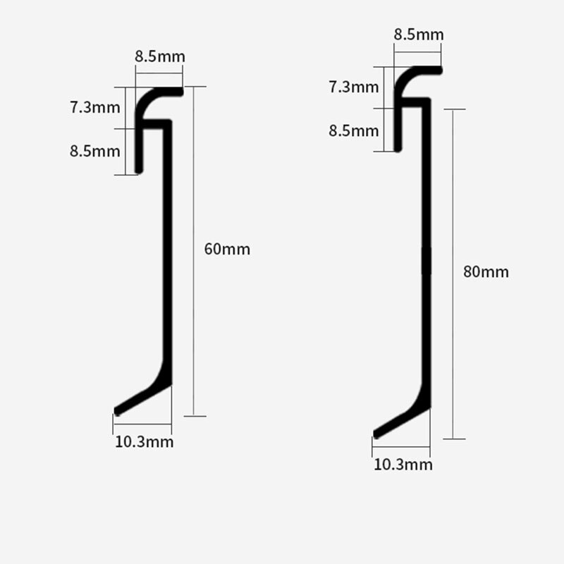 0.5/1M H60 Metal Skirting Board LT61