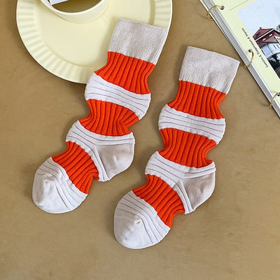 Pleated Striped Mid-tube Socks SC2 YEECHOP