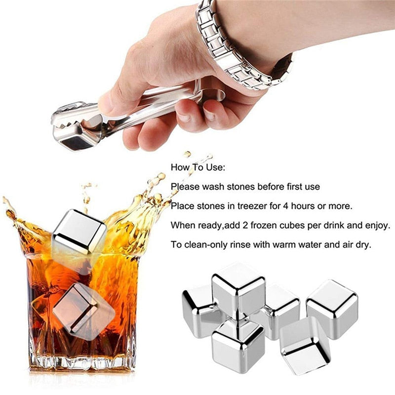 4/6/8 Pcs Stainless Steel Ice Cubes Set KT71 YEECHOP