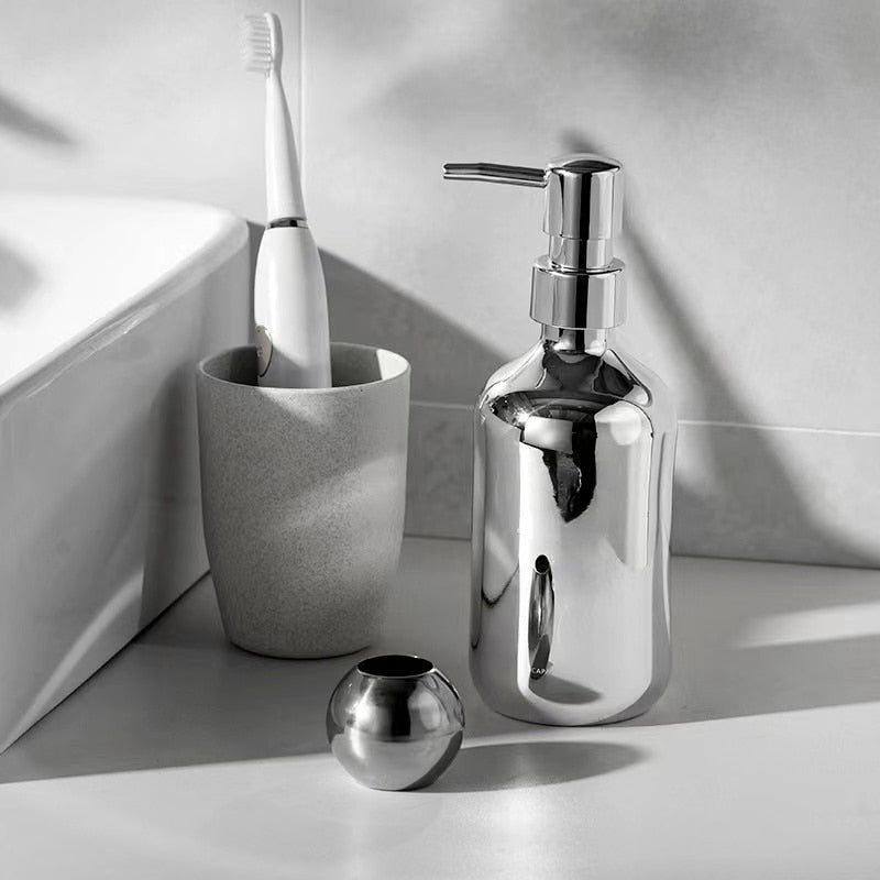 Refillable Silver Plated Soap Sanitizer Bottle HM63 YEECHOP