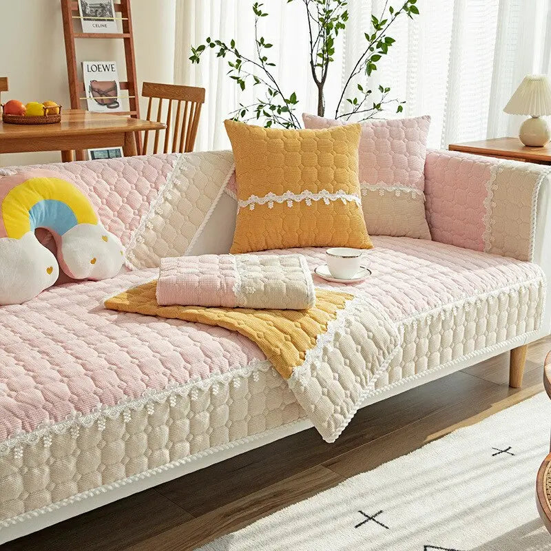 Short Four Seasons Plush Sofa LS5 YEECHOP