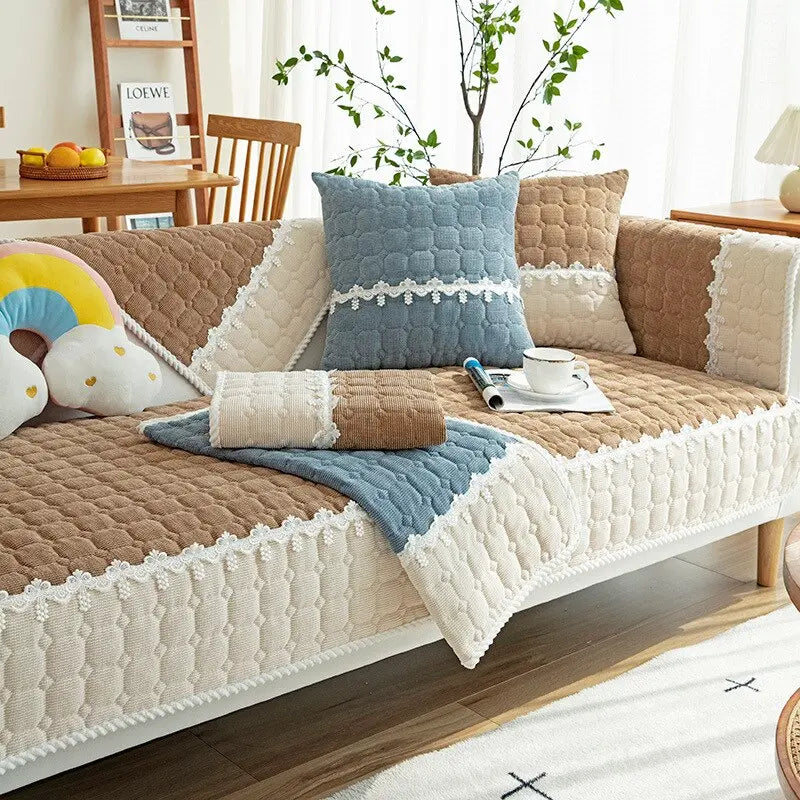 Short Four Seasons Plush Sofa LS5 YEECHOP