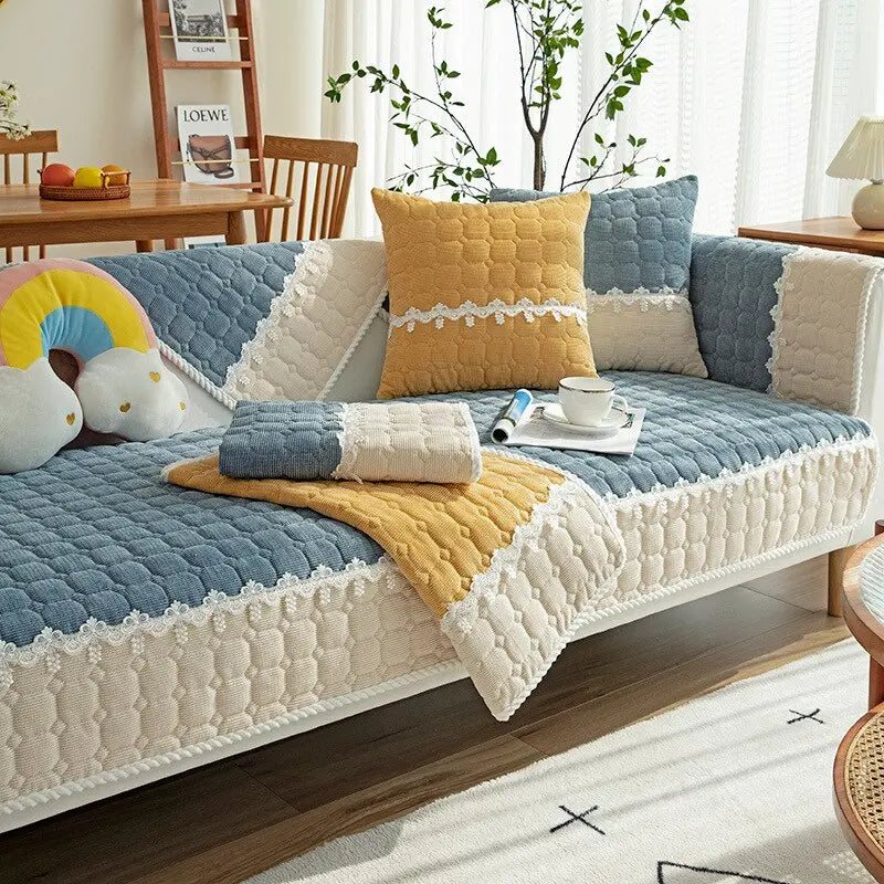 Short Four Seasons Plush Sofa LS6 YEECHOP