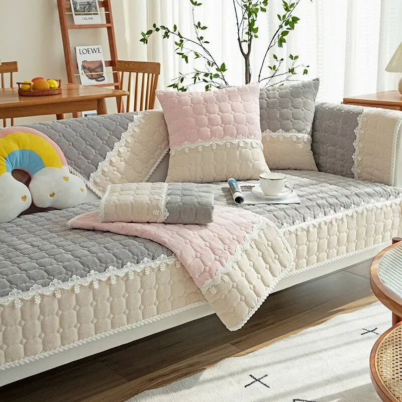 Short Four Seasons Plush Sofa LS6 YEECHOP