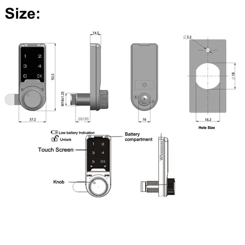 Smart Electronic Password Security Alarm Drawer Lock 3C5 YEECHOP