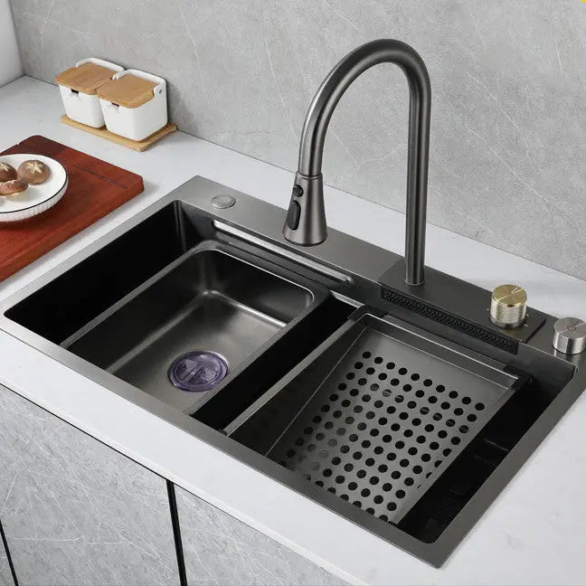 Stainless Steel Thickened Large Single Slot Waterfall Sink KT55 YEECHOP