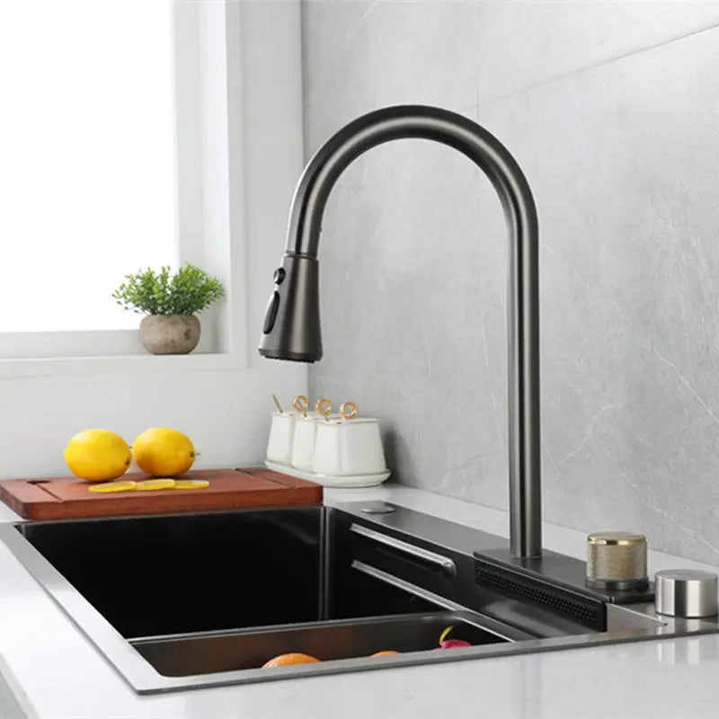 Stainless Steel Thickened Large Single Slot Waterfall Sink KT55 YEECHOP