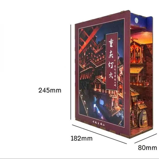 Vintage Wooden Book Nook Stand Night Light LT23 YEECHOP
