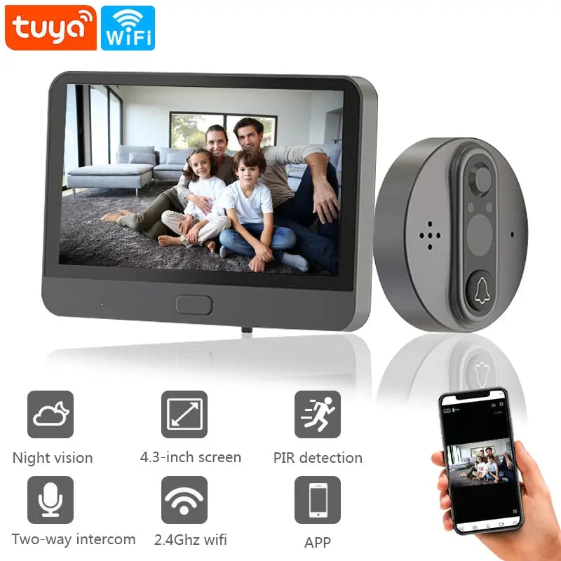 WiFi Video Camera Doorbell Viewer with LCD Monitor 3C4 YEECHOP